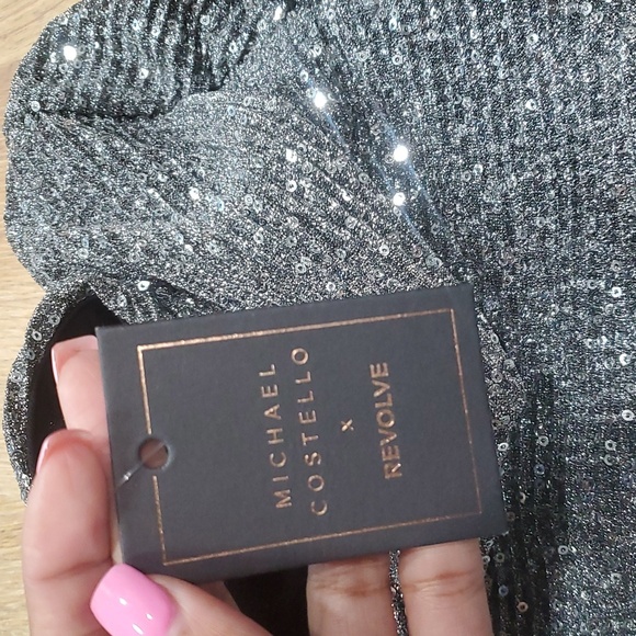 NWT MICHAEL COSTELLO DIONNE MIDI DRESS SILVER - Picture 6 of 6